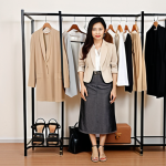 **Image Prompt:** A stylish Thai woman standing in front of a well-organized capsule wardrobe featuring neutral colors (beige, white, grey) and versatile pieces like a white blouse, denim jeans, a black blazer, and a simple Thai silk skirt. The wardrobe also includes a few carefully chosen accessories and comfortable sandals. The background should be a modern, minimalist Thai home.